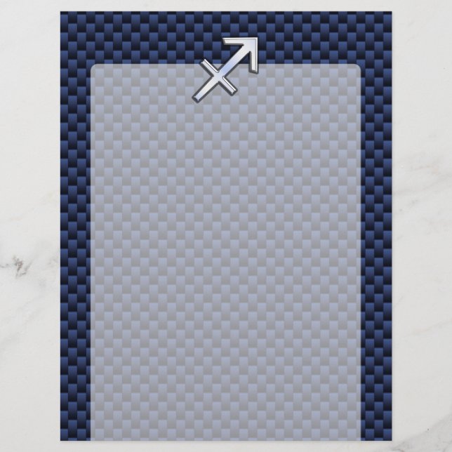 Sagittarius Zodiac Sign auf Blue Carbon Fibre Styl (Vorderseite)