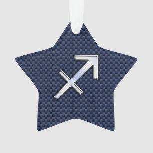 Sagittarius Zodiac Sign auf Blue Carbon Fibre Styl Ornament