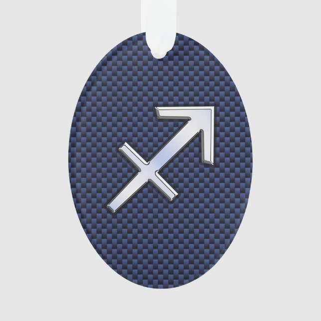 Sagittarius Zodiac Sign auf Blue Carbon Fibre Styl Ornament (Vorderseite)