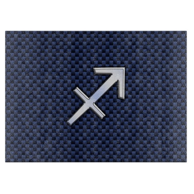 Sagittarius Zodiac Sign auf Blue Carbon Fibre Styl Schneidebrett (Vorderseite)