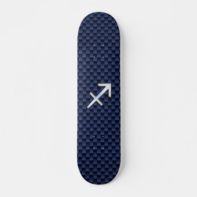 Sagittarius Zodiac Sign auf Blue Carbon Fibre Styl Skateboard (Vorne)