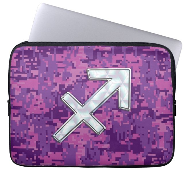 Sagittarius Zodiac Sign auf Fuchsia Digital Camouf Laptopschutzhülle (Vorderseite)