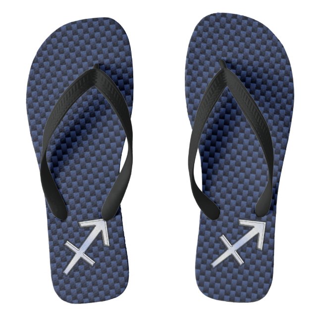 Sagittarius Zodiac Sign auf Navy Carbon Fibre Prin Flip Flops (Fußbett)