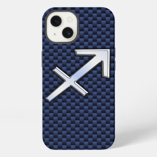 Sagittarius Zodiac Sign auf Navy Carbon Fibre Prin iPhone 13 Hülle