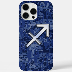 Sagittarius Zodiac Sign auf Navy Digital Camouflag iPhone 16 Pro Max Hülle