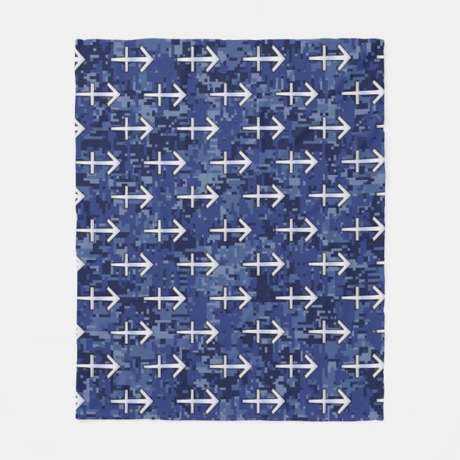 Sagittarius Zodiac Sign auf Navy Digital Camouflag Fleecedecke (Vorderseite)