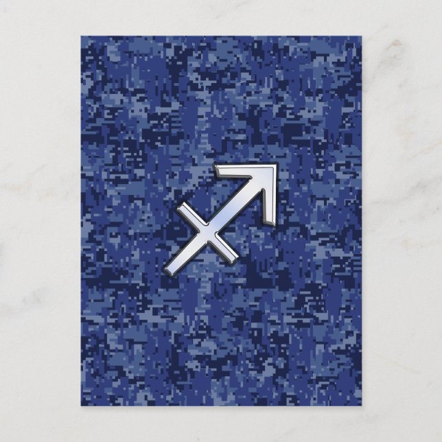 Sagittarius Zodiac Sign auf Navy Digital Camouflag Postkarte (Vorderseite)