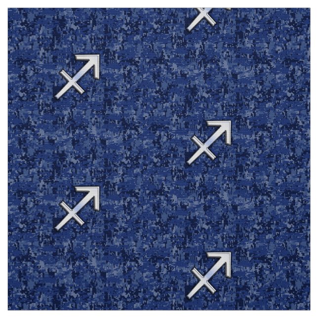 Sagittarius Zodiac Sign auf Navy Digital Camouflag Stoff (Muster)