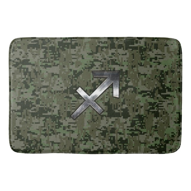Sagittarius Zodiac Sign auf Woodland Camouflage Badematte (Vorderseite)
