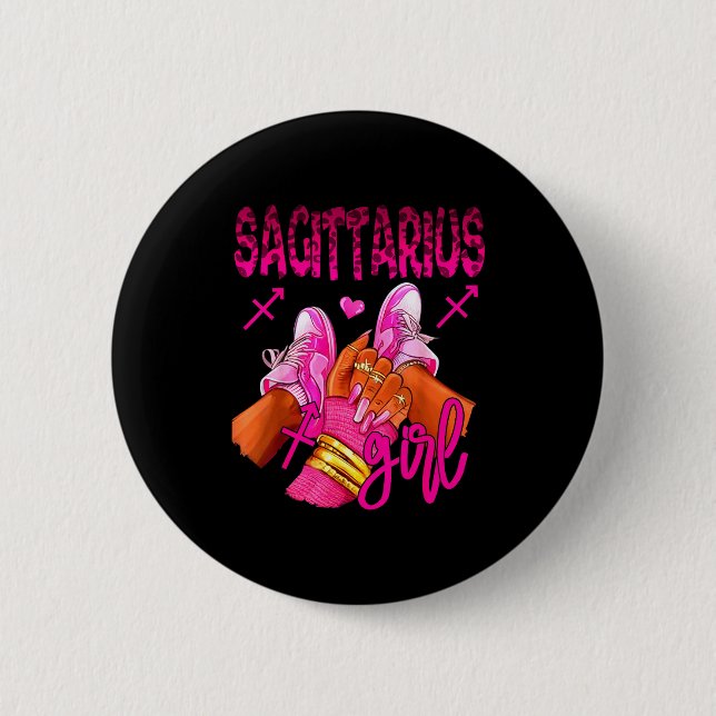 Sagittarius Zodiac Sign Birthday Queens Horoscope  Button (Vorderseite)