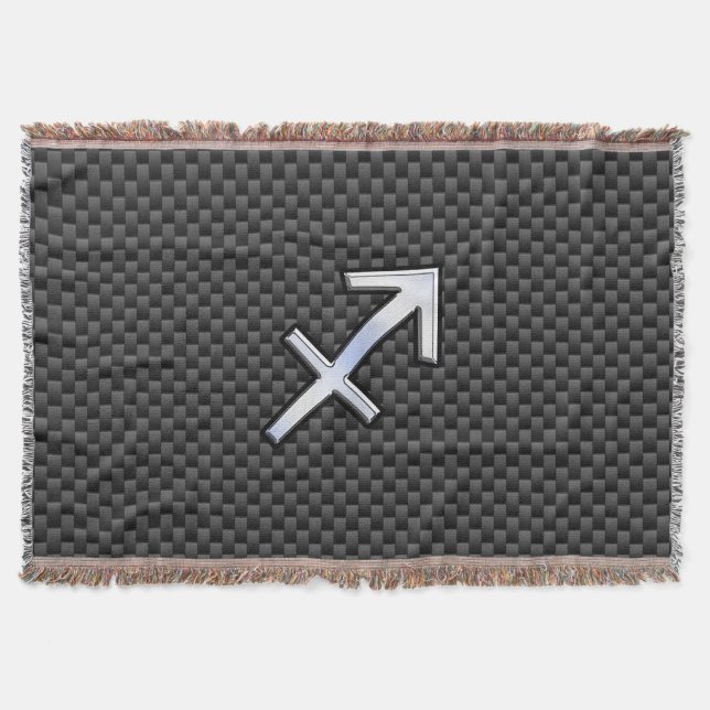 Sagittarius Zodiac Sign Black Carbon Fiber Style Decke (Vorderseite)