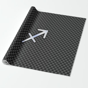 Sagittarius Zodiac Sign Black Carbon Fiber Style Geschenkpapier
