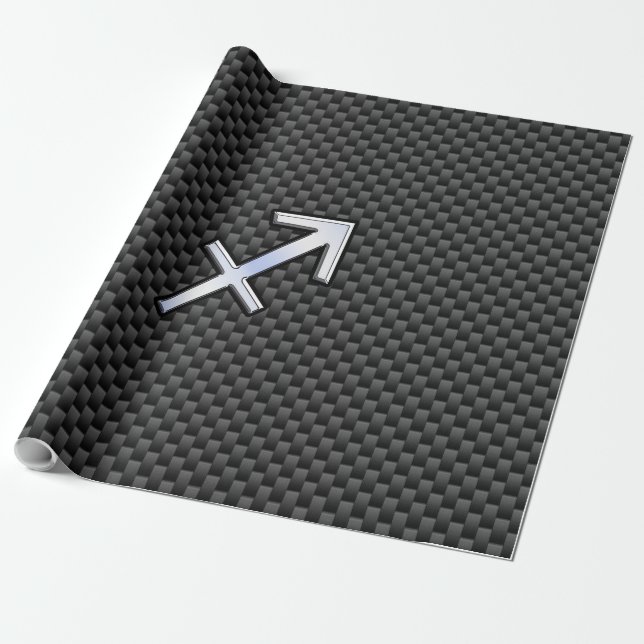 Sagittarius Zodiac Sign Black Carbon Fiber Style Geschenkpapier (Ungerollt)