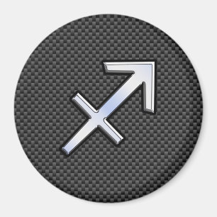 Sagittarius Zodiac Sign Black Carbon Fiber Style Magnet