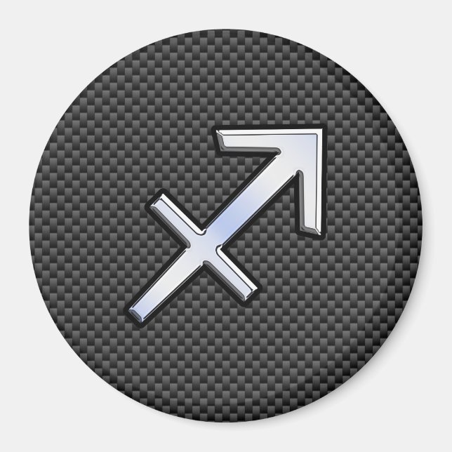 Sagittarius Zodiac Sign Black Carbon Fiber Style Magnet (Vorne)