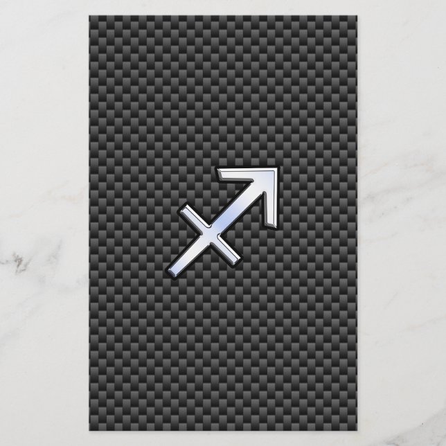 Sagittarius Zodiac Sign Black Carbon Fibre Print Flyer (Vorne)