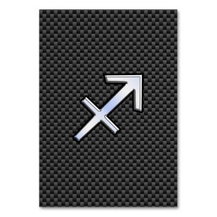 Sagittarius Zodiac Sign Black Carbon Fibre Print Tischnummer