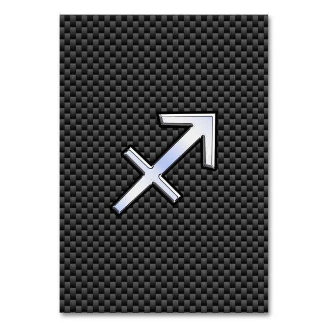 Sagittarius Zodiac Sign Black Carbon Fibre Print Tischnummer (Vorderseite)