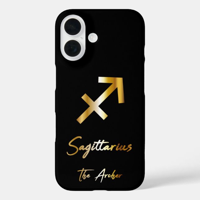 Sagittarius Zodiac Sign, Black & Gold Case-Mate iPhone Hülle (Rückseite)