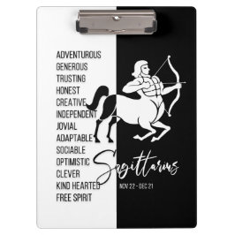 Sagittarius Zodiac Sign Black & White Clipboard Klemmbrett