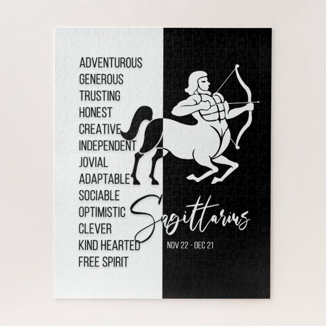 Sagittarius Zodiac Sign, Black&White Jigsaw Puzzle (Vertikal)