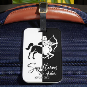 Sagittarius Zodiac Sign Black & White Luggage Tag Gepäckanhänger