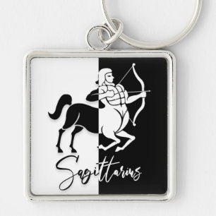 Sagittarius Zodiac Sign, Black & White Schlüsselan Schlüsselanhänger