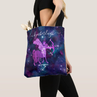 Sagittarius Zodiac Sign Cosmic Monogram Name Blue
