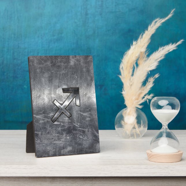 Sagittarius Zodiac Sign Distressed Steel Fotoplatte (Seite)