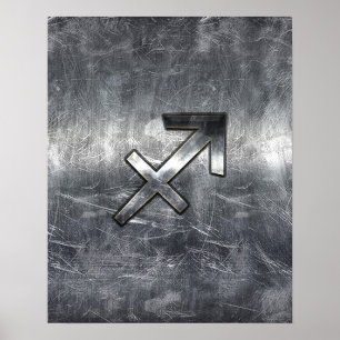 Sagittarius Zodiac Sign Distressed Steel Poster