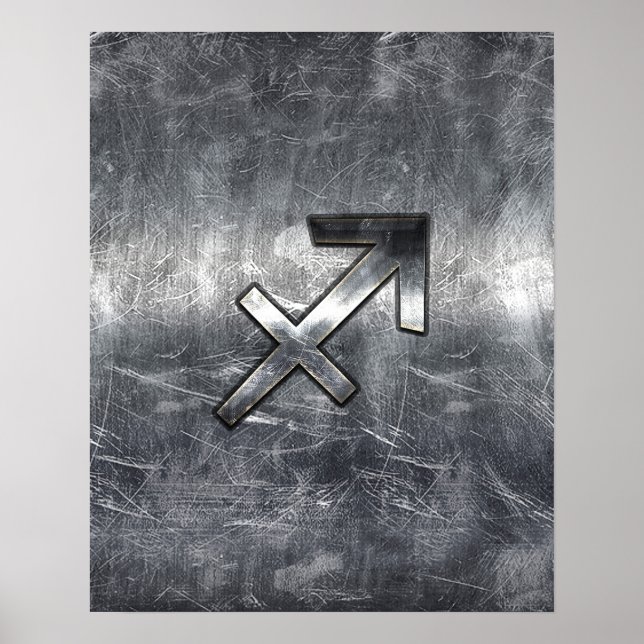 Sagittarius Zodiac Sign Distressed Steel Poster (Vorne)