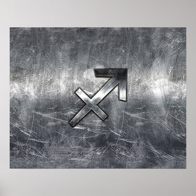 Sagittarius Zodiac Sign Distressed Steel Poster (Vorne)