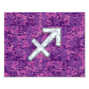 Sagittarius Zodiac Sign Fuchsia Digital Camouflage Fotodruck