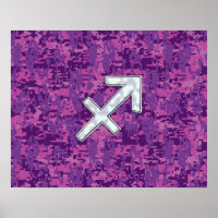 Sagittarius Zodiac Sign Fuchsia Digital Camouflage