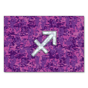 Sagittarius Zodiac Sign Fuchsia Digital Camouflage Tischnummer
