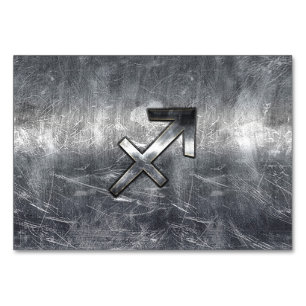 Sagittarius Zodiac Sign in Silver Steel Look Tischnummer