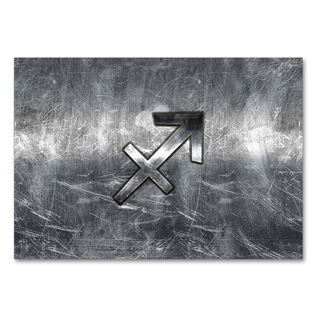 Sagittarius Zodiac Sign in Silver Steel look Tischnummer (Vorderseite)