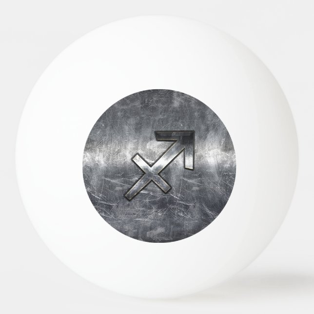 Sagittarius Zodiac Sign in Silver Steel look Tischtennisball (Vorderseite)