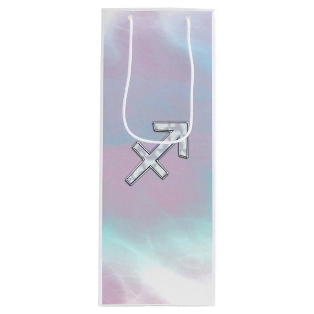 Sagittarius Zodiac Sign on Mother of Pearl Style Geschenktüte Für Weinflaschen (Vorderseite)