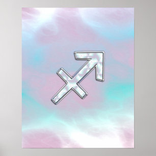 Sagittarius Zodiac Sign on Mother of Pearl Style Poster
