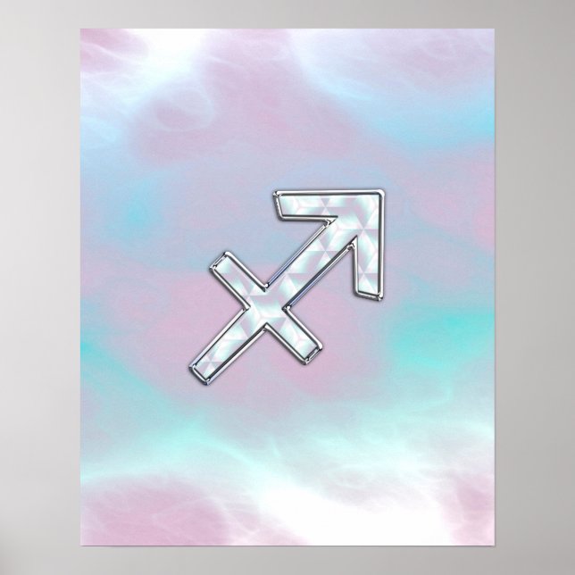 Sagittarius Zodiac Sign on Mother of Pearl Style Poster (Vorne)