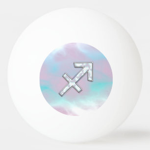 Sagittarius Zodiac Sign on Mother of Pearl Style Tischtennisball