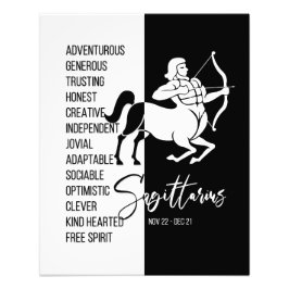 Sagittarius Zodiac Sign Print, Black & White Fotodruck
