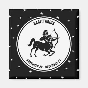 Sagittarius Zodiac Sign, Schwarz & Weiß Magnet