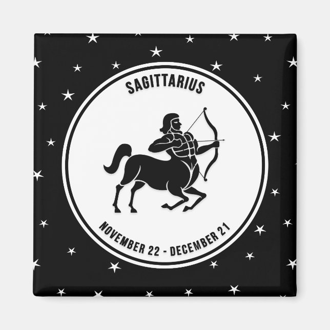 Sagittarius Zodiac Sign, Schwarz & Weiß Magnet (Vorne)