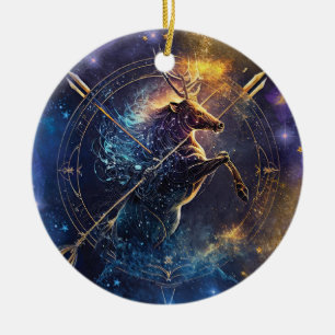 Sagittarius Zodiac Sign Watercolor Design Keramik Ornament