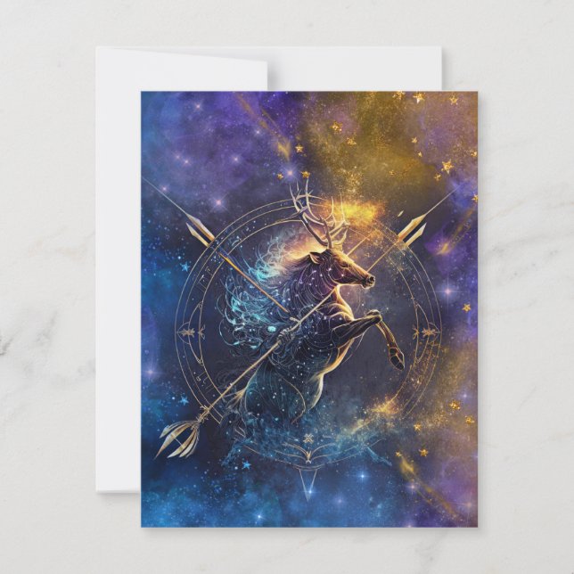 Sagittarius Zodiac Sign Watercolor Design Mitteilungskarte (Vorderseite)