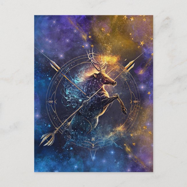 Sagittarius Zodiac Sign Watercolor Design Postkarte (Vorderseite)