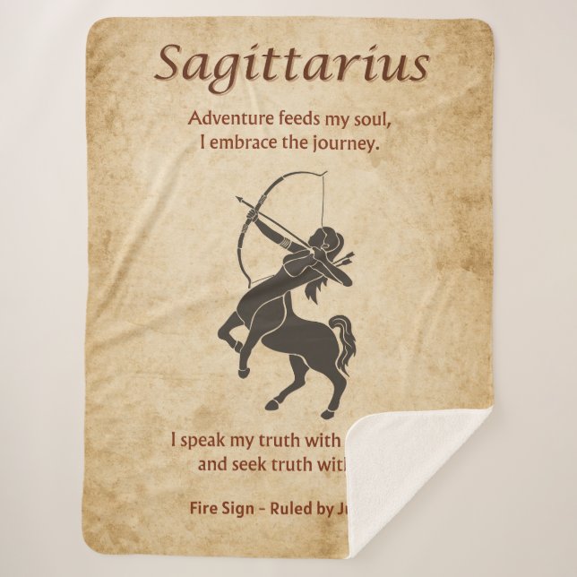 Sagittarius Zodiac Sign with Affirmations Sherpadecke (Vorderseite)