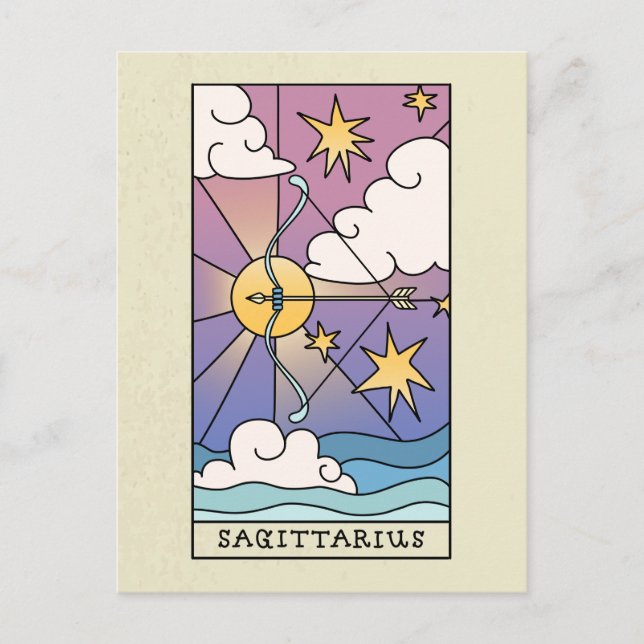 Sagittarius Zodiac Signieren Abstrakte Kunst Vinta Postkarte (Vorderseite)